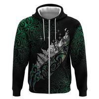 Maori Matariki Hoodie Landscape Styled Fern - Paua Shell