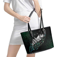 Maori Matariki Leather Tote Bag Landscape Styled Fern - Paua Shell LT7 - Polynesian Pride
