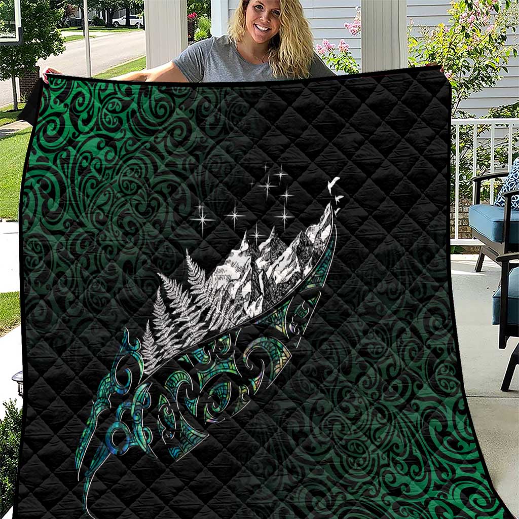 Maori Matariki Quilt Landscape Styled Fern - Paua Shell LT7 Green - Polynesian Pride