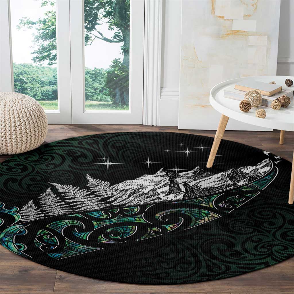 Maori Matariki Round Carpet Landscape Styled Fern - Paua Shell