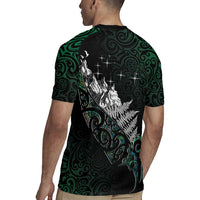 Maori Matariki Rugby Jersey Landscape Styled Fern - Paua Shell