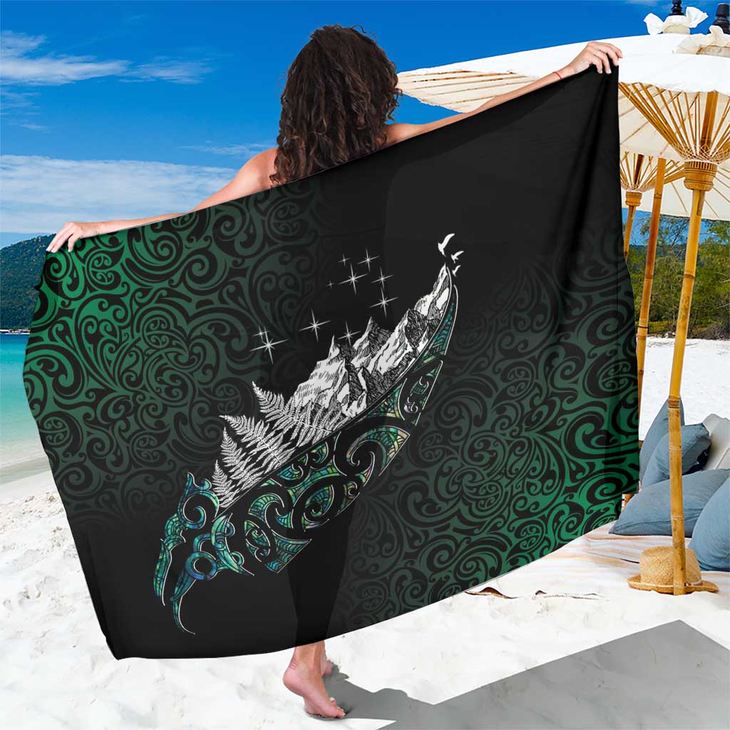Maori Matariki Sarong Landscape Styled Fern - Paua Shell LT7 One Size 44 x 66 inches Green - Polynesian Pride