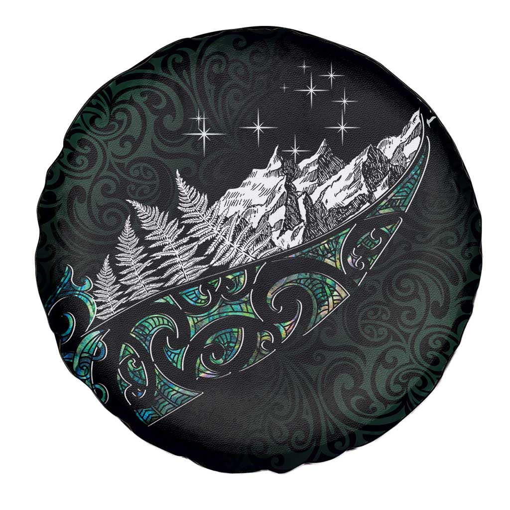 Maori Matariki Spare Tire Cover Landscape Styled Fern - Paua Shell LT7 - Polynesian Pride