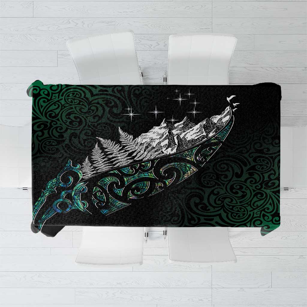 Maori Matariki Tablecloth Landscape Styled Fern - Paua Shell LT7 Green - Polynesian Pride
