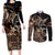 Samoa Manuia le Aso Tuto'atasi Couples Matching Long Sleeve Bodycon Dress and Long Sleeve Button Shirt Siapo Mamanu Mix Tatau Marlin