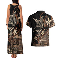 Samoa Manuia le Aso Tuto'atasi Couples Matching Tank Maxi Dress and Hawaiian Shirt Siapo Mamanu Mix Tatau Marlin