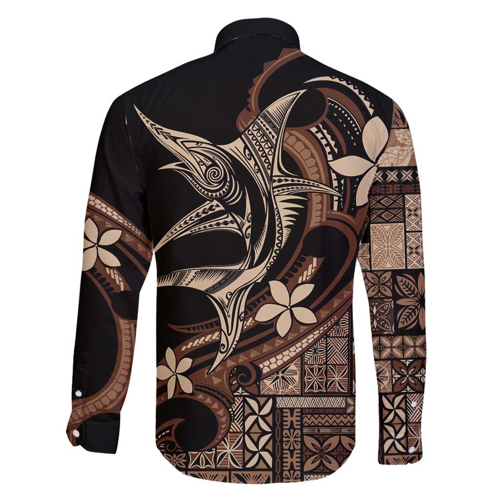 Samoa Manuia le Aso Tuto'atasi Family Matching Long Sleeve Bodycon Dress and Hawaiian Shirt Siapo Mamanu Mix Tatau Marlin