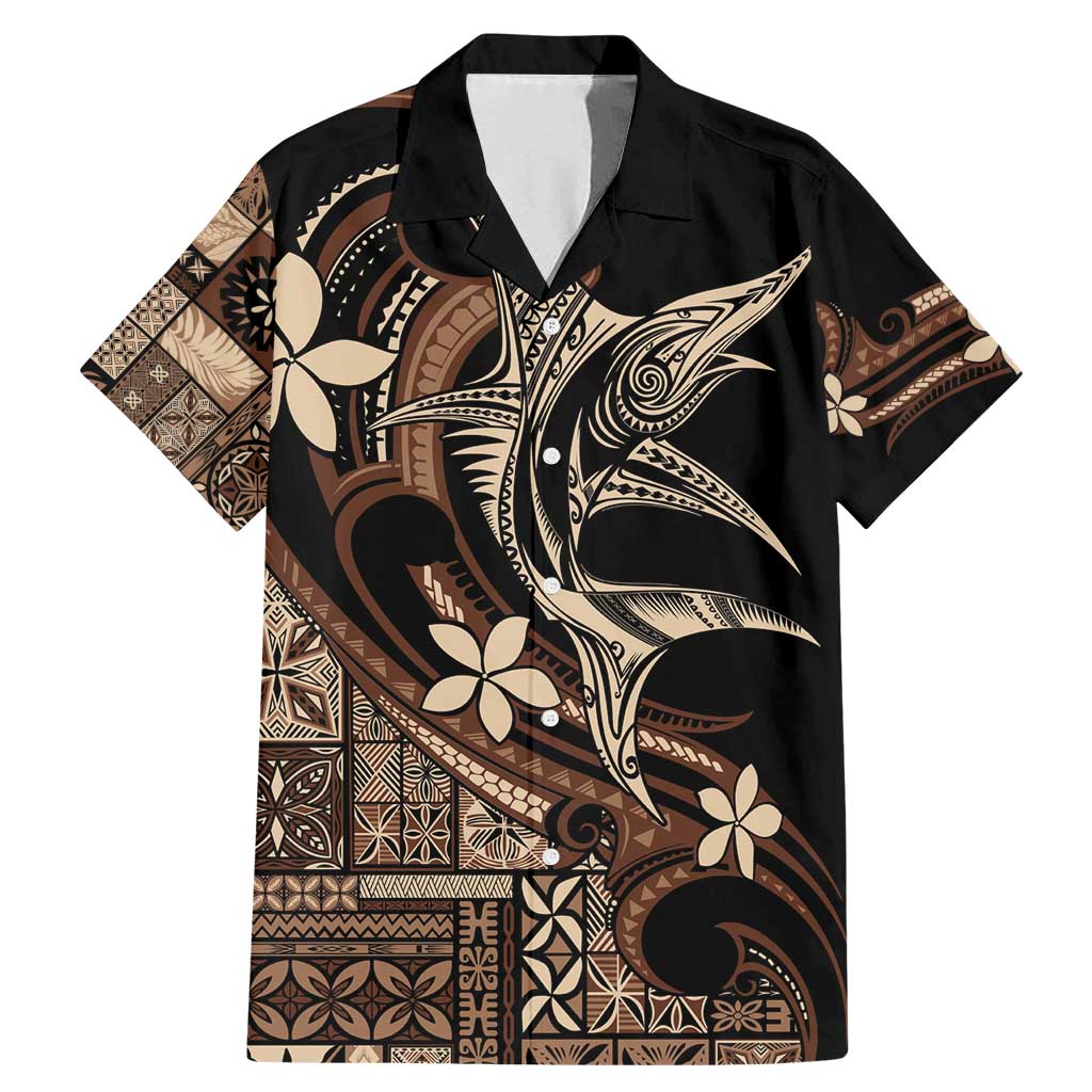 Samoa Manuia le Aso Tuto'atasi Family Matching Mermaid Dress and Hawaiian Shirt Siapo Mamanu Mix Tatau Marlin