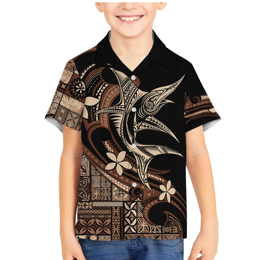 Samoa Manuia le Aso Tuto'atasi Family Matching Mermaid Dress and Hawaiian Shirt Siapo Mamanu Mix Tatau Marlin