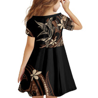 Samoa Manuia le Aso Tuto'atasi Family Matching Off The Shoulder Long Sleeve Dress and Hawaiian Shirt Siapo Mamanu Mix Tatau Marlin