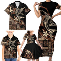 Samoa Manuia le Aso Tuto'atasi Family Matching Short Sleeve Bodycon Dress and Hawaiian Shirt Siapo Mamanu Mix Tatau Marlin