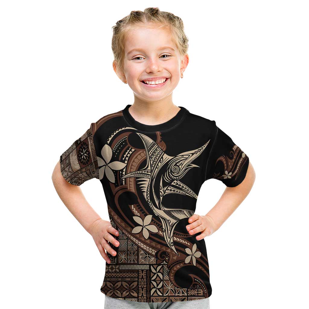 Samoa Manuia le Aso Tuto'atasi Kid T Shirt Siapo Mamanu Mix Tatau Marlin LT7 Black - Polynesian Pride