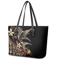 Samoa Manuia le Aso Tuto'atasi Leather Tote Bag Siapo Mamanu Mix Tatau Marlin