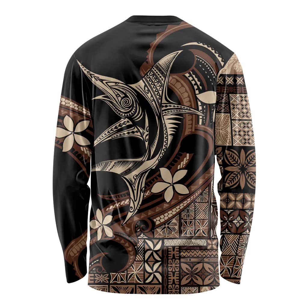 Samoa Manuia le Aso Tuto'atasi Long Sleeve Shirt Siapo Mamanu Mix Tatau Marlin