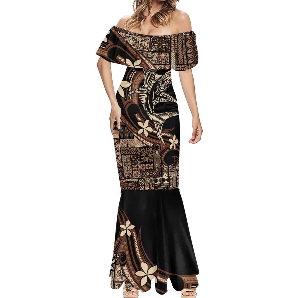 Samoa Manuia le Aso Tuto'atasi Mermaid Dress Siapo Mamanu Mix Tatau Marlin
