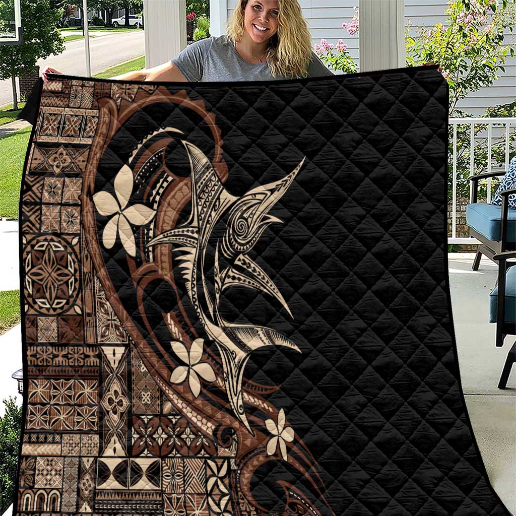Samoa Manuia le Aso Tuto'atasi Quilt Siapo Mamanu Mix Tatau Marlin LT7 Black - Polynesian Pride