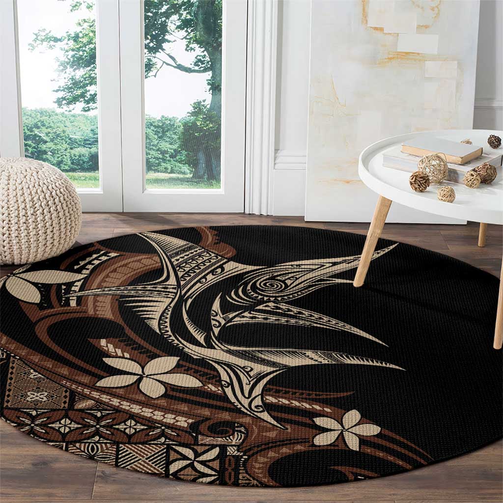 Samoa Manuia le Aso Tuto'atasi Round Carpet Siapo Mamanu Mix Tatau Marlin