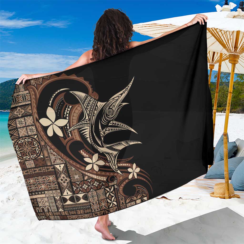 Samoa Manuia le Aso Tuto'atasi Sarong Siapo Mamanu Mix Tatau Marlin LT7 One Size 44 x 66 inches Black - Polynesian Pride
