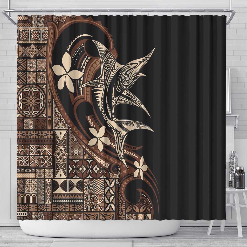 Samoa Manuia le Aso Tuto'atasi Shower Curtain Siapo Mamanu Mix Tatau Marlin LT7 - Polynesian Pride