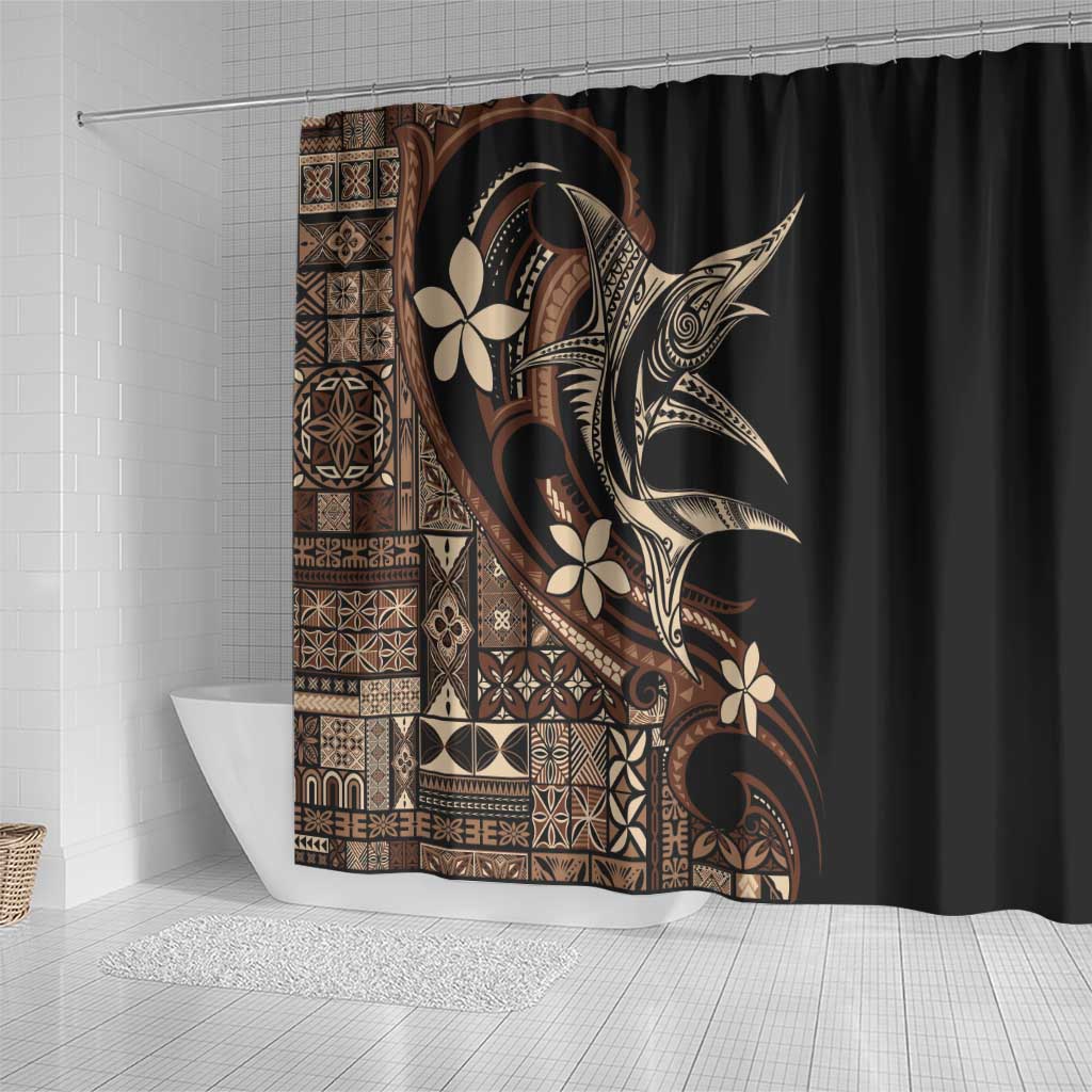 Samoa Manuia le Aso Tuto'atasi Shower Curtain Siapo Mamanu Mix Tatau Marlin LT7 - Polynesian Pride