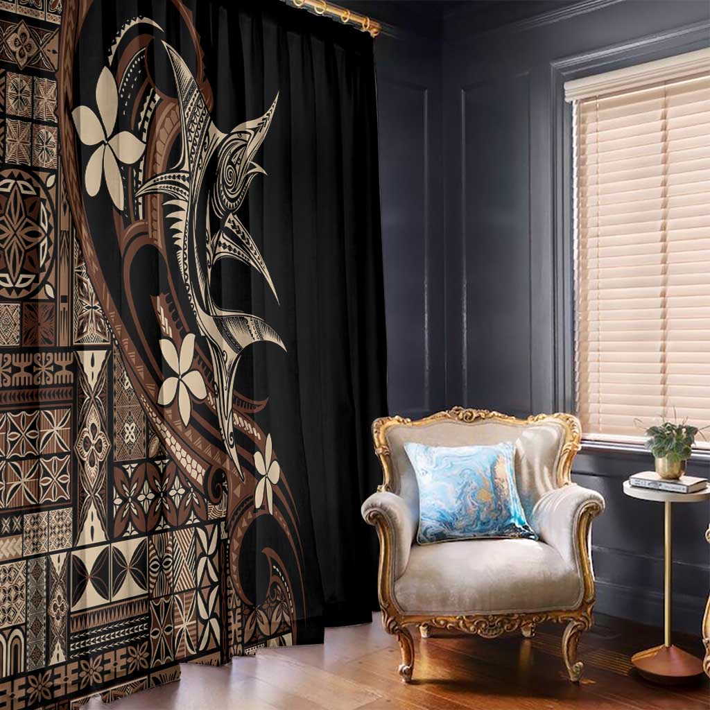 Samoa Manuia le Aso Tuto'atasi Window Curtain Siapo Mamanu Mix Tatau Marlin