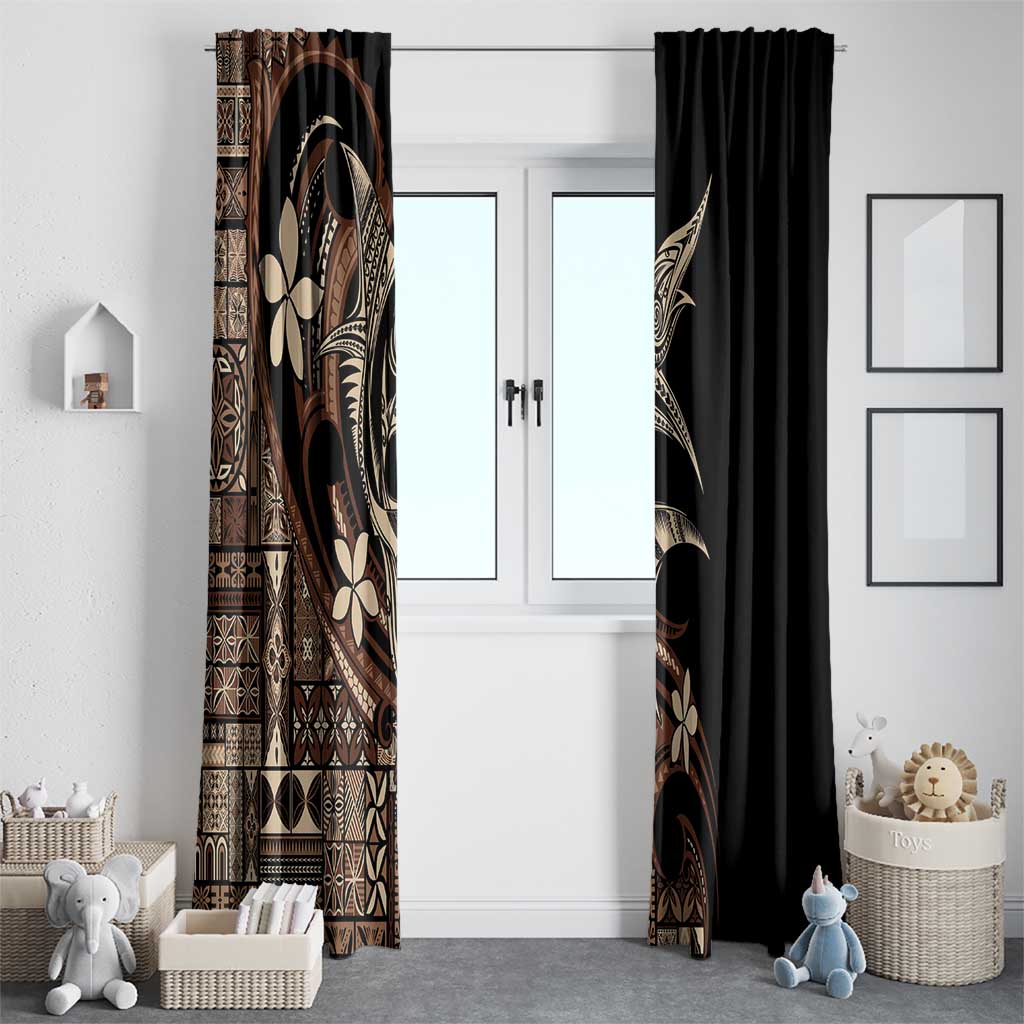 Samoa Manuia le Aso Tuto'atasi Window Curtain Siapo Mamanu Mix Tatau Marlin