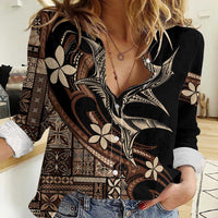 Samoa Manuia le Aso Tuto'atasi Women Casual Shirt Siapo Mamanu Mix Tatau Marlin