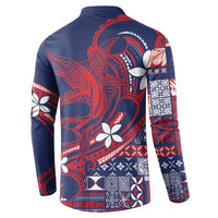 Samoa Manuia le Aso Tuto'atasi Button Sweatshirt Siapo Mamanu Mix Tatau Marlin - Flag Color