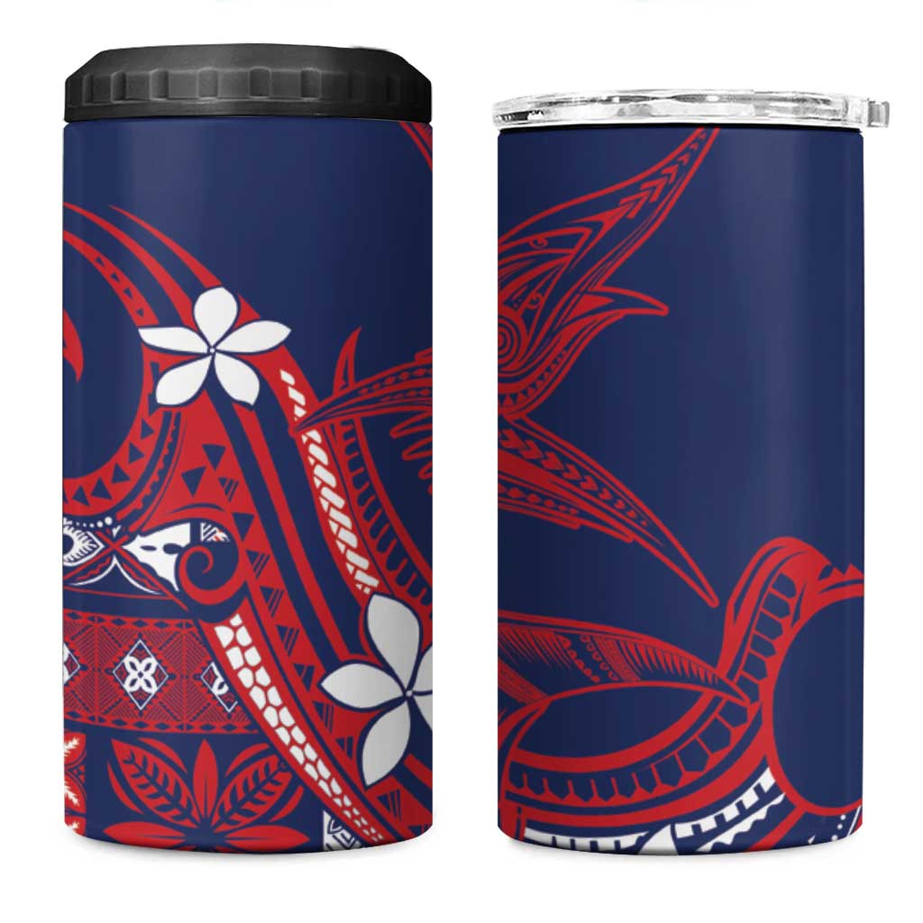 Samoa Manuia le Aso Tuto'atasi 4 in 1 Can Cooler Tumbler Siapo Mamanu Mix Tatau Marlin - Flag Color LT7 One Size: 16 oz Blue - Polynesian Pride