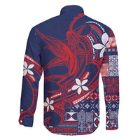 Samoa Manuia le Aso Tuto'atasi Family Matching Long Sleeve Bodycon Dress and Hawaiian Shirt Siapo Mamanu Mix Tatau Marlin - Flag Color