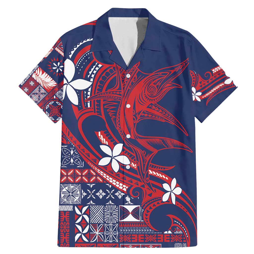 Samoa Manuia le Aso Tuto'atasi Family Matching Mermaid Dress and Hawaiian Shirt Siapo Mamanu Mix Tatau Marlin - Flag Color