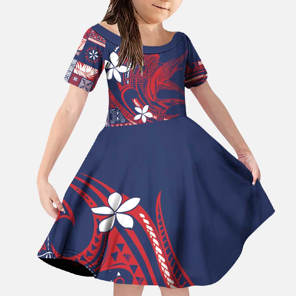 Samoa Manuia le Aso Tuto'atasi Family Matching Summer Maxi Dress and Hawaiian Shirt Siapo Mamanu Mix Tatau Marlin - Flag Color