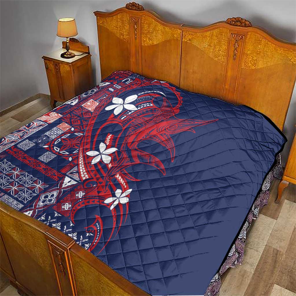 Samoa Manuia le Aso Tuto'atasi Quilt Siapo Mamanu Mix Tatau Marlin - Flag Color
