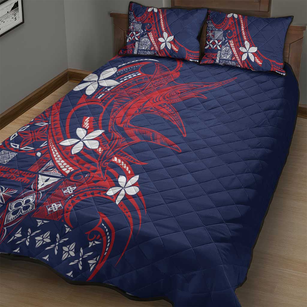 Samoa Manuia le Aso Tuto'atasi Quilt Bed Set Siapo Mamanu Mix Tatau Marlin - Flag Color