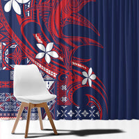 Samoa Manuia le Aso Tuto'atasi Window Curtain Siapo Mamanu Mix Tatau Marlin - Flag Color