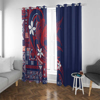 Samoa Manuia le Aso Tuto'atasi Window Curtain Siapo Mamanu Mix Tatau Marlin - Flag Color