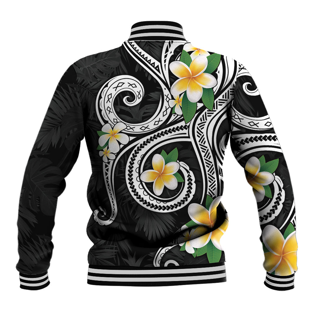 Kanaka Maoli Hawaii Plumeria Baseball Jacket Dancing Tentacles Black Style