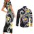 Kanaka Maoli Hawaii Plumeria Couples Matching Short Sleeve Bodycon Dress and Long Sleeve Button Shirt Dancing Tentacles Black Style