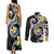 Kanaka Maoli Hawaii Plumeria Couples Matching Tank Maxi Dress and Long Sleeve Button Shirt Dancing Tentacles Black Style