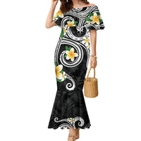 Kanaka Maoli Hawaii Plumeria Family Matching Mermaid Dress and Hawaiian Shirt Dancing Tentacles Black Style