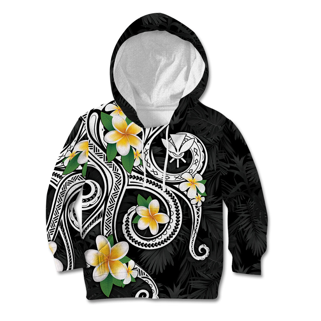 Kanaka Maoli Hawaii Plumeria Kid Hoodie Dancing Tentacles Black Style LT7 Hoodie Black - Polynesian Pride
