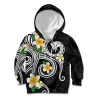 Kanaka Maoli Hawaii Plumeria Kid Hoodie Dancing Tentacles Black Style