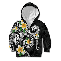 Kanaka Maoli Hawaii Plumeria Kid Hoodie Dancing Tentacles Black Style