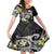 Kanaka Maoli Hawaii Plumeria Kid Short Sleeve Dress Dancing Tentacles Black Style