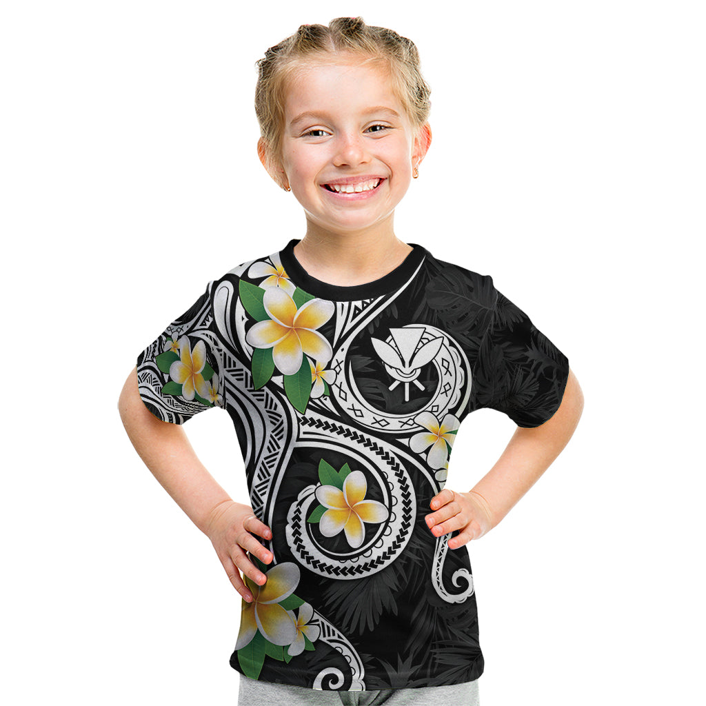 Kanaka Maoli Hawaii Plumeria Kid T Shirt Dancing Tentacles Black Style LT7 Black - Polynesian Pride