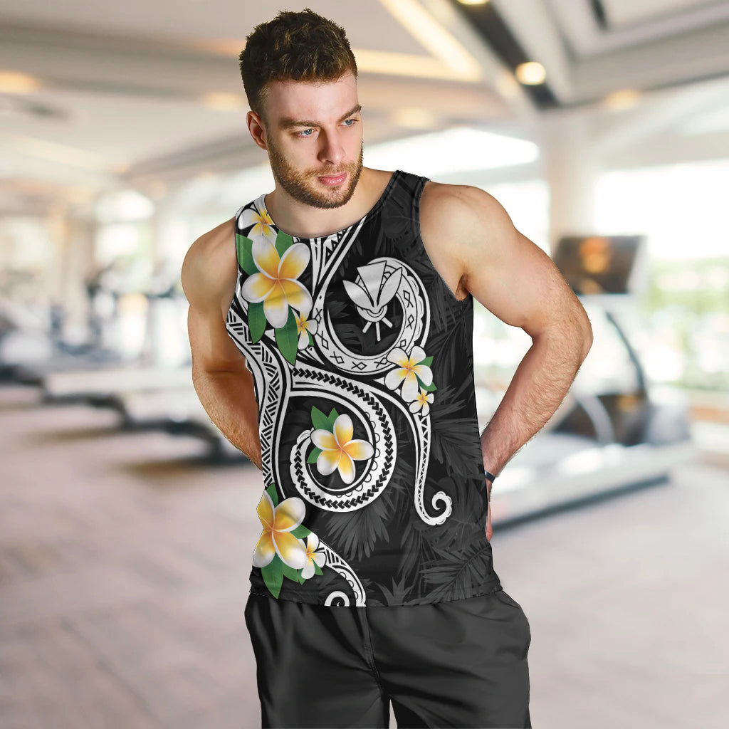 Kanaka Maoli Hawaii Plumeria Men Tank Top Dancing Tentacles Black Style LT7 Black - Polynesian Pride