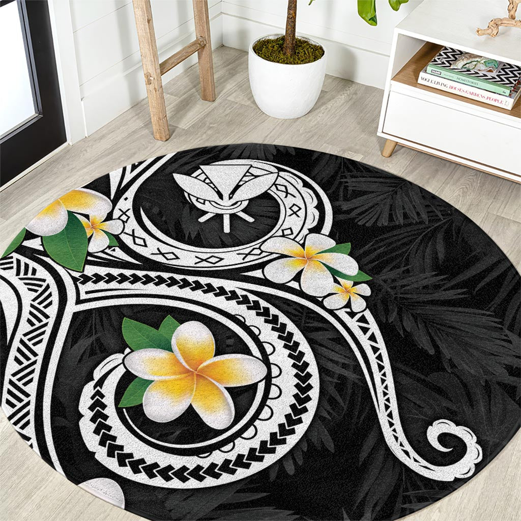Kanaka Maoli Hawaii Plumeria Round Carpet Dancing Tentacles Black Style LT7 Black - Polynesian Pride