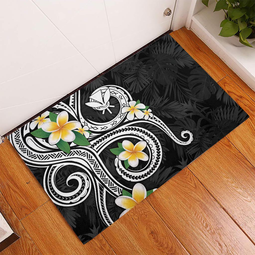 Kanaka Maoli Hawaii Plumeria Rubber Doormat Dancing Tentacles Black Style