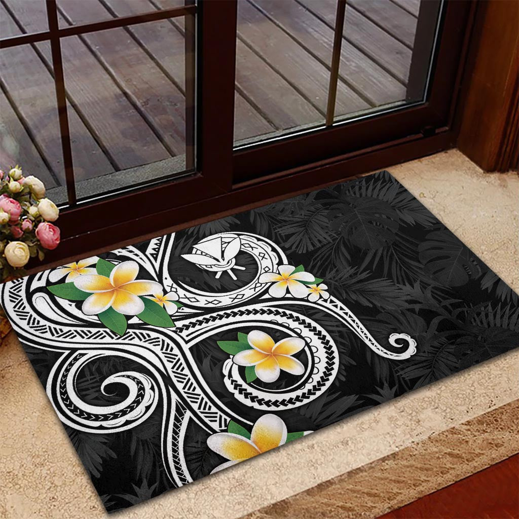 Kanaka Maoli Hawaii Plumeria Rubber Doormat Dancing Tentacles Black Style