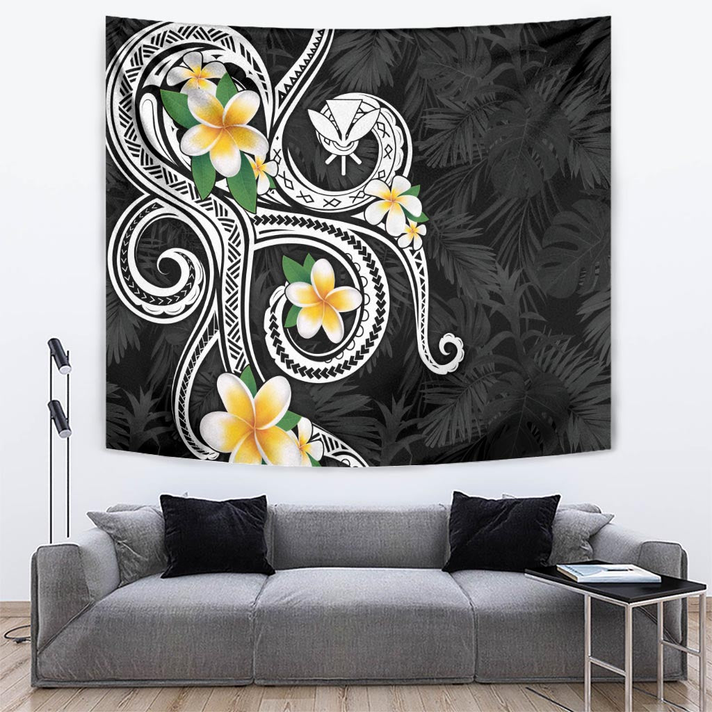 Kanaka Maoli Hawaii Plumeria Tapestry Dancing Tentacles Black Style LT7 Black - Polynesian Pride